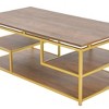 Storied Home Metal and Reclaimed Wood Coffee Table with 4 Layers, Natural and Gold - 4 of 4