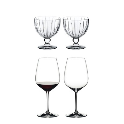 Riedel Sunshine Collection Classic Crystal Dessert Bowl Glass (2 Pack) Bundle with Riedel Heart to Heart Crystal Cabernet Red Wine Glass (2 Pack)