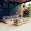 vidaXL Solid Pinewood Patio Lounge Set 10 Piece with Cushions Multi Colors - Brown and Gray - 2 of 4