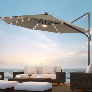 Sonkuki 10-ft LED Solar Lights Aluminum Octagon Cantilever Patio Umbrella - 1 of 4