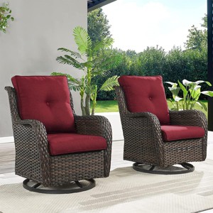 SUGOLD Outdoor Swivel Rocker Patio Chairs Set of 2, PE Wicker Rattan Rocking Chair Set with Cushions, All-Weather Furniture for Deck, Porch, Backyard - 1 of 1