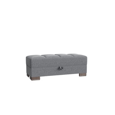 HomeRoots 50" Gray and Brown Chenille Storage Ottoman