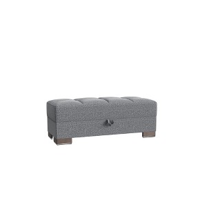 HomeRoots 50" Gray and Brown Chenille Storage Ottoman - 1 of 4