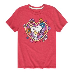 Boys' - Peanuts - Hug Heart Flower Short Sleeve Graphic T-Shirt - 1 of 4