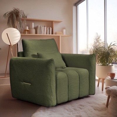 NicBex Couches for Living Room 38.1" Cloud Single Sofa Chair Teddy Fabric Upholstered 1-seat Modern Lounge Chair Sofa with a Pillow