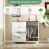 Wooden 2 Door 4 Drawer Minimalist Bedroom White Wardrobe Storage & Hanging Rail - Modern Furniture with Hanging Bar Clothes Rail Cupboards - 4 of 4