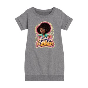 - Karma's World - Swag Is Swag Graphic Short Sleeve Fleece Dress - 1 of 3