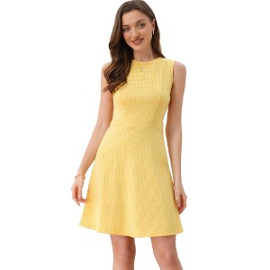 INSPIRE CHIC Women's Plaid Sleeveless Fit A-Line Houndstooth Work Mini Dress - 1 of 4