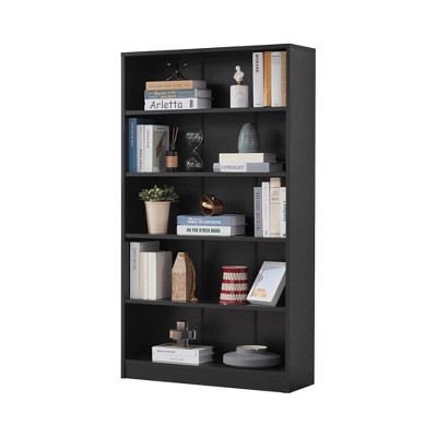 Infurnic Decorative Bookshelf, Tall Modern Wood Bookshelf with Five Shelves, for Living Room or Library Bookcase, Black, 11.6"*33"*59.8"
