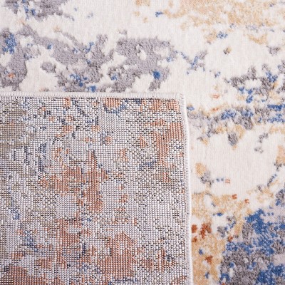 Eternal Grey and Blue Gold Hand-Knotted Synthetic Area Rug