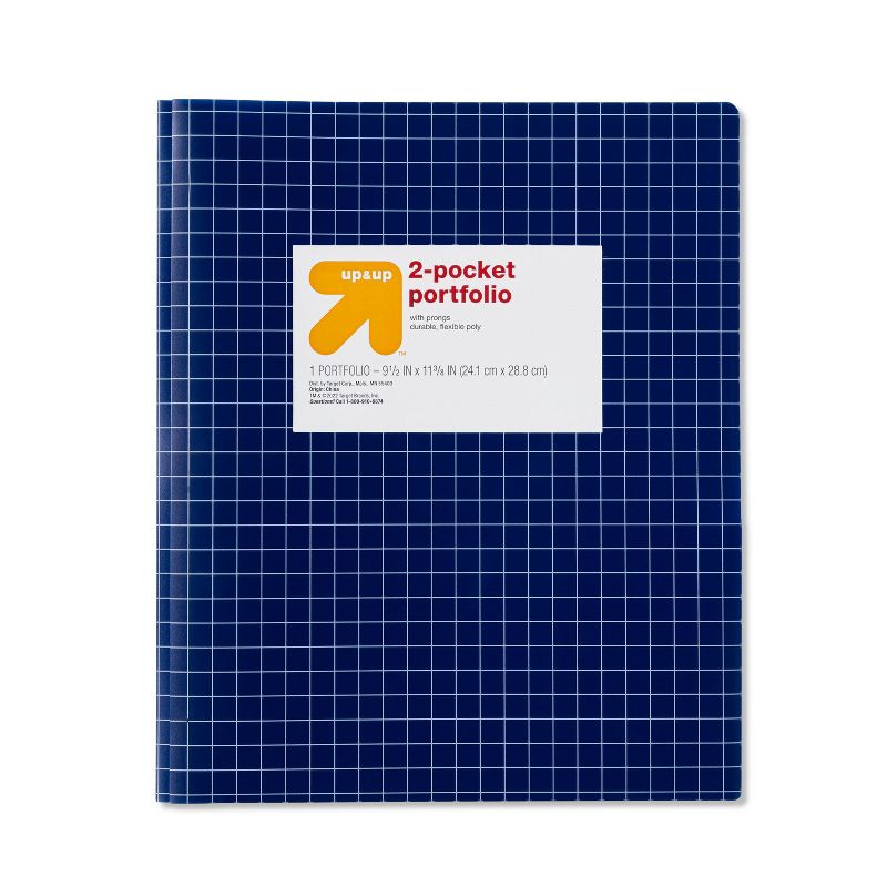 Poly Folder with Prongs Fashion Navy Grid - up &#38; up&#8482;, 1 of 4
