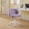 MAYEERTY Artificial Rabbit Hair Office Chair - Metal Base, Adjustable Swivel, Vanity Chair, Violet - 4 of 4