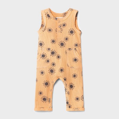 Grayson Mini Baby Boys' Thermal Henley Jumpsuit - Orange 0-3M
