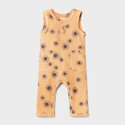 Image of Grayson Mini Baby Boys' Thermal Henley Jumpsuit - Orange 3-6M