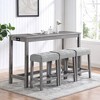 Solid Wood+Mdf Bar Table With Power Outlet, Bar Table And Chair Set, 4-Piece Dining Table Set, Industrial Breakfast Table Set For Living Room - 3 of 4
