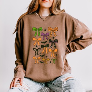 Simply Sage Market Coquette Colorful Halloween Bows Lightweight Garment Dyed Sweatshirt - 1 of 4