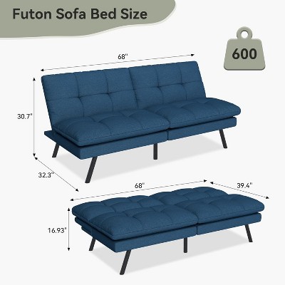 Vipbear 68" Futon Sofa Bed,Convertible Memory Foam Couch Bed,Folding Sofa Bed Sleeper Couch
