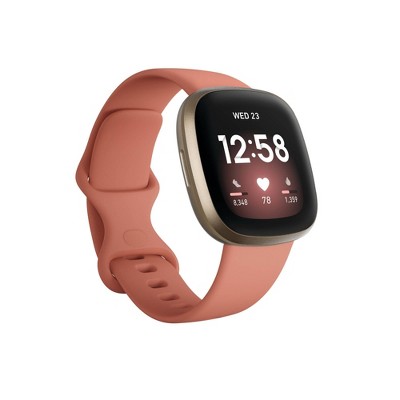 Fitbit Versa 3 Smartwatch Soft Gold Aluminum with Pink Clay Band