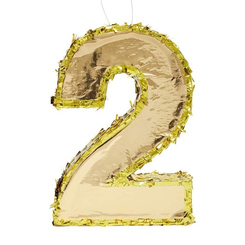 Juvale Small Number 2 Gold Foil Pinata Second Birthday Party Supplies 16 X 10 5 X 3 Inches Target