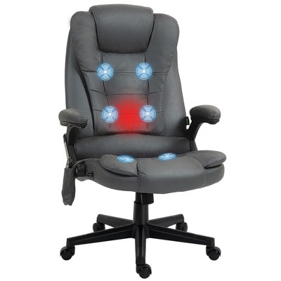 HOMCOM 6 Point Vibrating Massage Office Chair with Heat, Microfiber High Back Executive Office Chair with Reclining Backrest, Armrests
