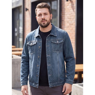 Мужские куртки INSPIRE CHIC Men's Denim Vintage Button Down Spring Trucker Jean Jacket Coat Medium Blue — фото 2