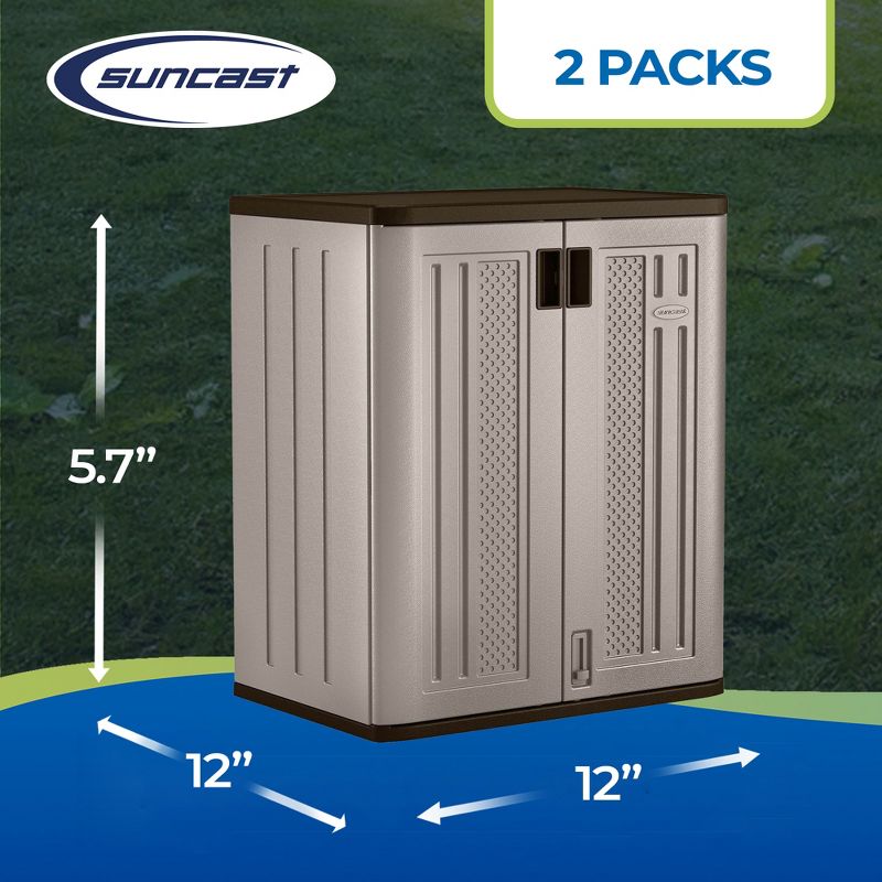 Suncast 9 Cu Ft Heavy Duty Resin Garage Base Storage Cabinet, Platinum (2 Pack), 5 of 8