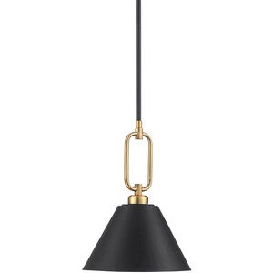 Stiffel Black Warm Gold Mini Pendant Light 11 1/2" Wide Modern Cone Shade Fixture for Dining Room House Kitchen Entryway Bedroom - 1 of 4