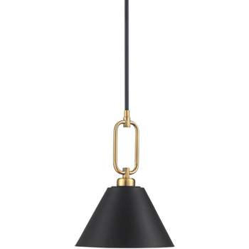 Stiffel Black Warm Gold Mini Pendant Light 11 1/2" Wide Modern Cone Shade Fixture for Dining Room House Kitchen Entryway Bedroom