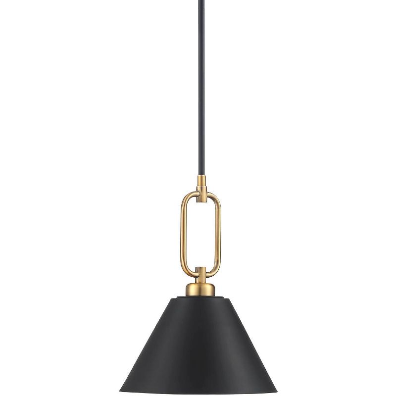 Stiffel Black Warm Gold Mini Pendant Light 11 1/2" Wide Modern Cone Shade Fixture for Dining Room House Kitchen Entryway Bedroom, 1 of 10