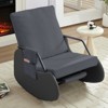 Mjkone Upholstered Corduroy Rocking Chair with Wooden Legs Wrapped in Leather&Adjustable Footrest - 2 of 4
