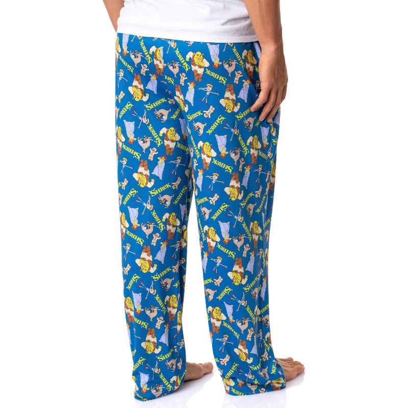 DreamWorks Shrek Mens' Characters Donkey Fiona Sleep Pajama Pants Blue, 4 of 5