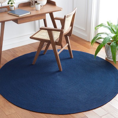 Easy-Care Coastal Charm 5' Round Blue Synthetic Braided Rug