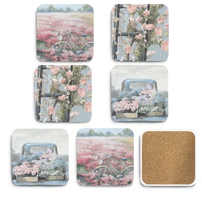 Courtside Market Bike in the field 4x4 6-Piece Coaster Set