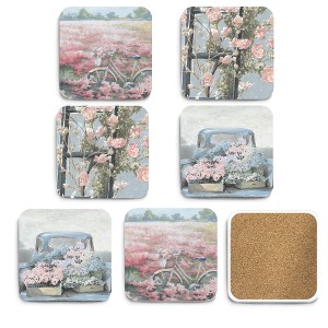 Courtside Market Bike in the field 4x4 6-Piece Coaster Set - 1 of 2