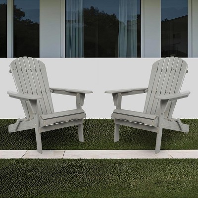 Folding Adirondack Chair Set Of 2,Wooden Outdoor Adirondack Chair With Armrests,All-Weather Adirondack Chair For Patio,Garden-Cuddlewood