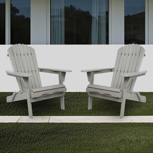 Folding Adirondack Chair Set Of 2,Wooden Outdoor Adirondack Chair With Armrests,All-Weather Adirondack Chair For Patio,Garden-Cuddlewood - 1 of 4