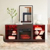 58" Modern Electric Fireplace TV Stand with 3D LED Fireplace, Glass Shelves and USB Charging Outlet for TVs up to 32-62" for Living Room - 4 of 4