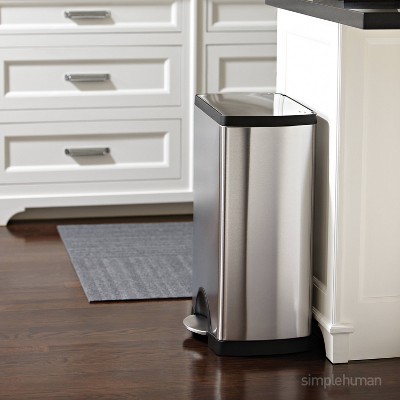 Brushed Stainless Steel 10 Gallon Rectangular Step Trash Can