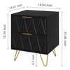 Resenkos 2-Drawer Wood Rectangle Nightstand Side Table Living Room Small End Accent Table, 21" Tall, Black - 3 of 4