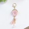 Anna-Kaci Pink Flower Tassel Keychain with Pearl Accent and Gold Metal Details - Pink - 3 of 4