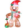 Christmas Decoration Lighted Inflatable Gingerbread Man Blow Up Yard Decorations Outdoor Light Up Christmas Inflatable Holiday Party Lawn Garden Decor - 3 of 4