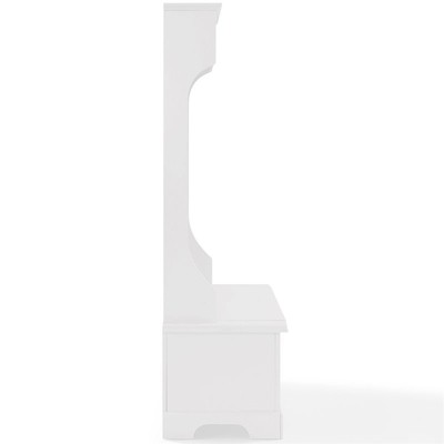White Hardwood Hall Tree with Storage Bench and Hooks