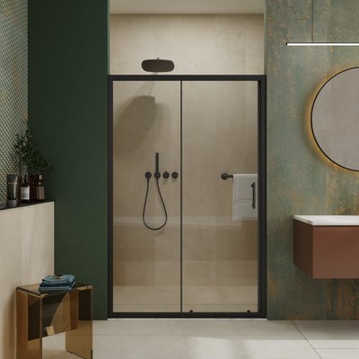 Single Sliding Shower Door, 1/5 inch Thick Clear Tempered Glass Shower Door with Stainless Steel Handle