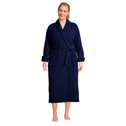 Lands' End Women's Plus Size Cotton Terry Long Spa Bath Robe - 2x ...
