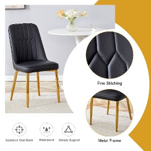 Lyngins Modern Armless Dining Chair Set of 4, PU Leather Kitchen Chair with Thickened Cushion, Living Room Chair with Golden Metal Legs - 1 of 4