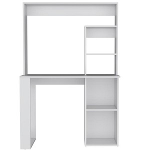 HomeRoots 39" White Wood Computer Desk With Hutch - 1 of 4