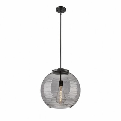 Athens Deco Swirl - 100W 1 LED Stem Hung Pendant In Industrial Style-17.13 Inches Tall and 15.75 Inches Wide
