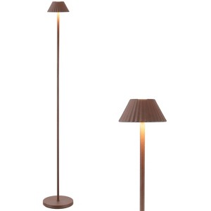 JONATHAN Y Mallory Modern Minimalist Indoor/Outdoor Iron Pleated Shade Rechargeable/Cordless Dimmable Integrated LED Floor Lamp - 1 of 4