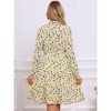 INSPIRE CHIC Women's Tie Neck Chiffon Long Sleeves Vintage Belted Floral Dress - 3 of 4