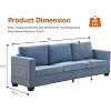 3 Seat Sofa Couch, 89'' Chenille Fabric Upholstered Sofa with Wide Armrest and Removable Headrest, Comfy Couches with Side Storage Pockets (Blue) - 2 of 4